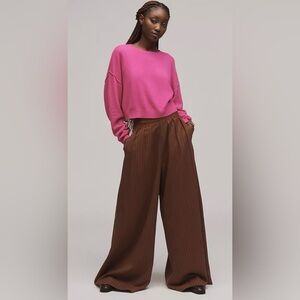 Anthropologie Pilcro Alani Cropped 100% Cashmere Crewneck Sweater Pink Size XL